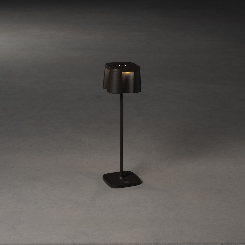 Konstsmide Nice Lampada da Tavolo Ricaricabile LED Nero - 3 Modalità di Luce, Durata Fino a 20 Ore, Adatta per Interni ed Esterni