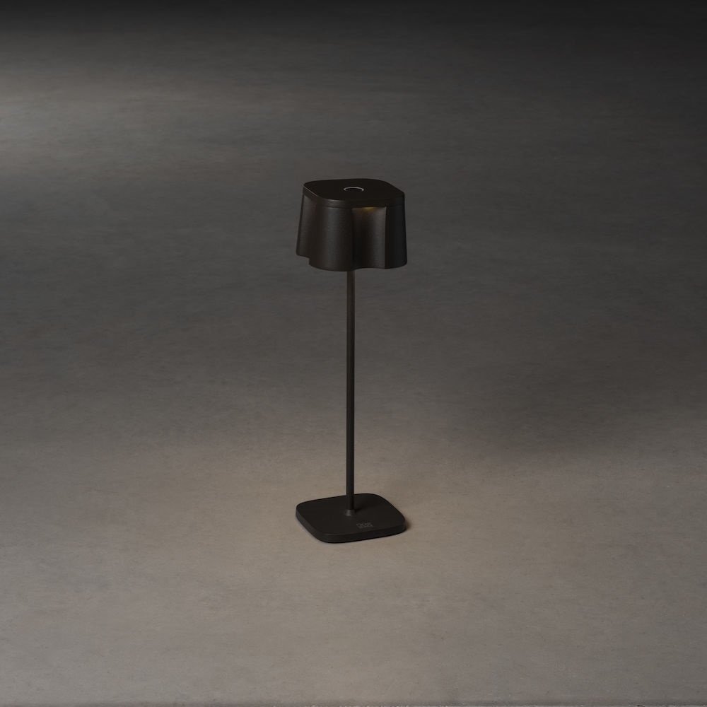 Konstsmide Nice Lampada da Tavolo Ricaricabile LED Nero - 3 Modalità di Luce, Durata Fino a 20 Ore, Adatta per Interni ed Esterni
