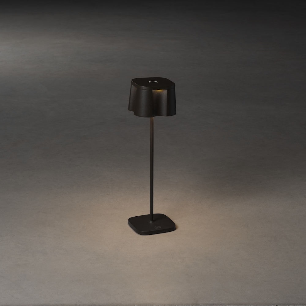 Konstsmide Nice Lampada da Tavolo Ricaricabile LED Nero - 3 Modalità di Luce, Durata Fino a 20 Ore, Adatta per Interni ed Esterni