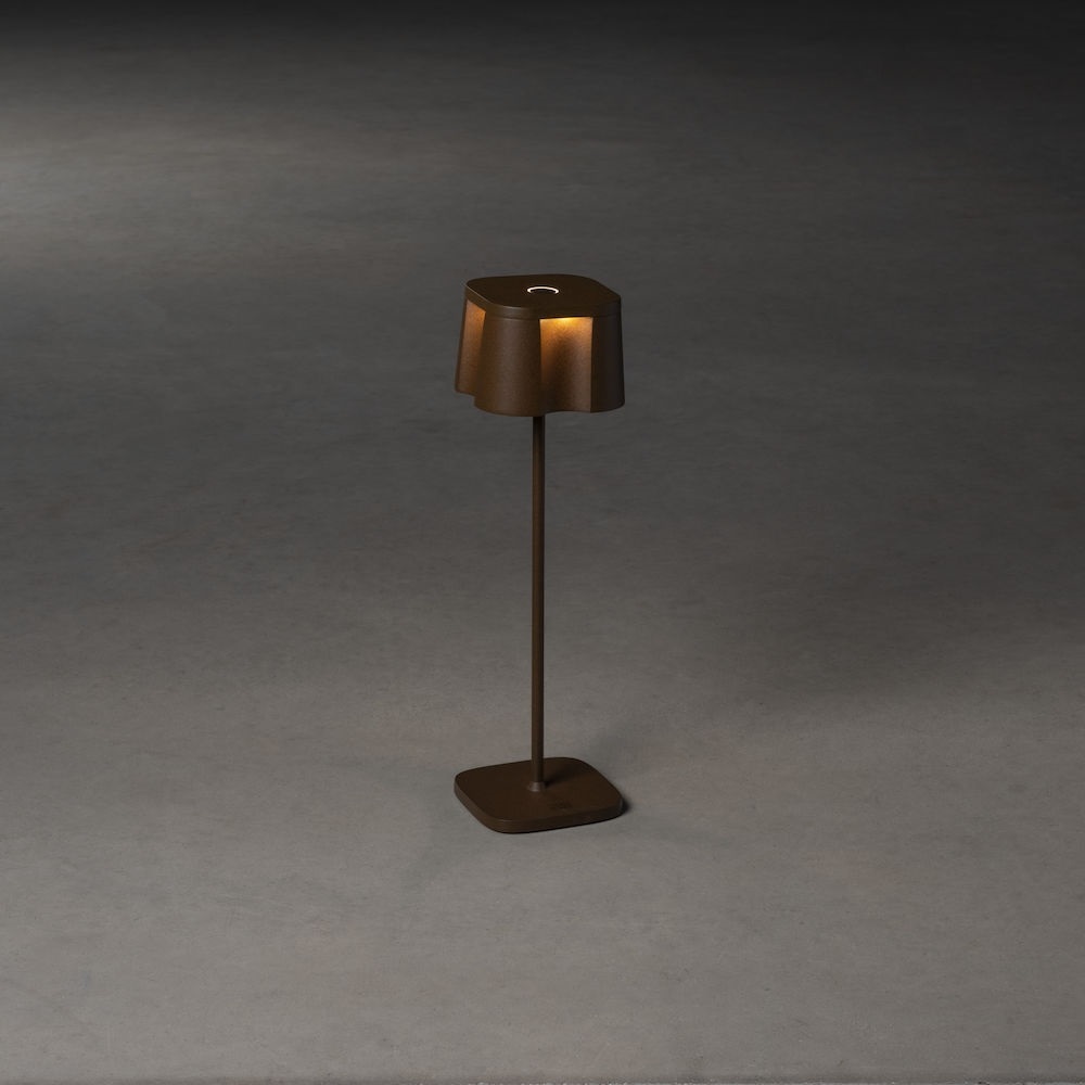 Konstsmide Lampada da Tavolo Ricaricabile Nice, LED, Colore Ruggine, Dimmerabile, per Interni ed Esterni, 10x10x36 cm