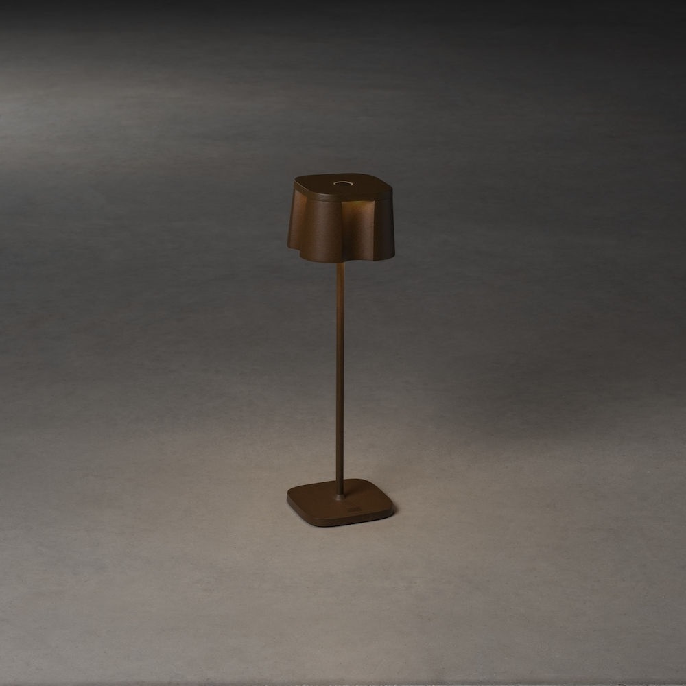 Konstsmide Lampada da Tavolo Ricaricabile Nice, LED, Colore Ruggine, Dimmerabile, per Interni ed Esterni, 10x10x36 cm