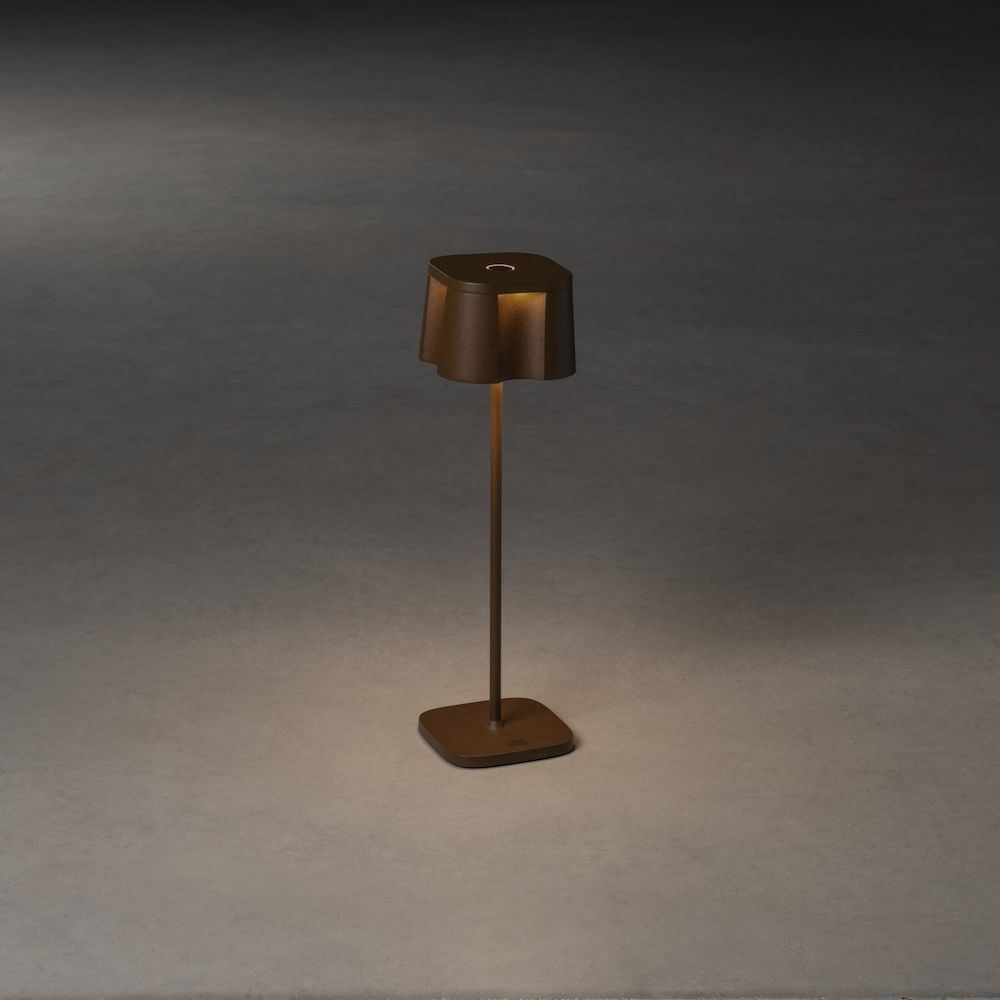 Konstsmide Lampada da Tavolo Ricaricabile Nice, LED, Colore Ruggine, Dimmerabile, per Interni ed Esterni, 10x10x36 cm