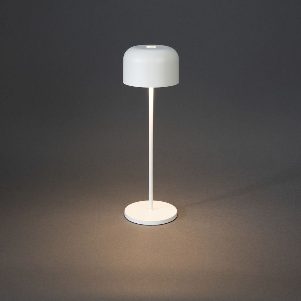 Konstsmide Lampada da Tavolo Ricaricabile Senza Fili con Dimmer Touch Control, 2 Modalità di Colore e Dock di Ricarica USB - Uso Interno ed Esterno
