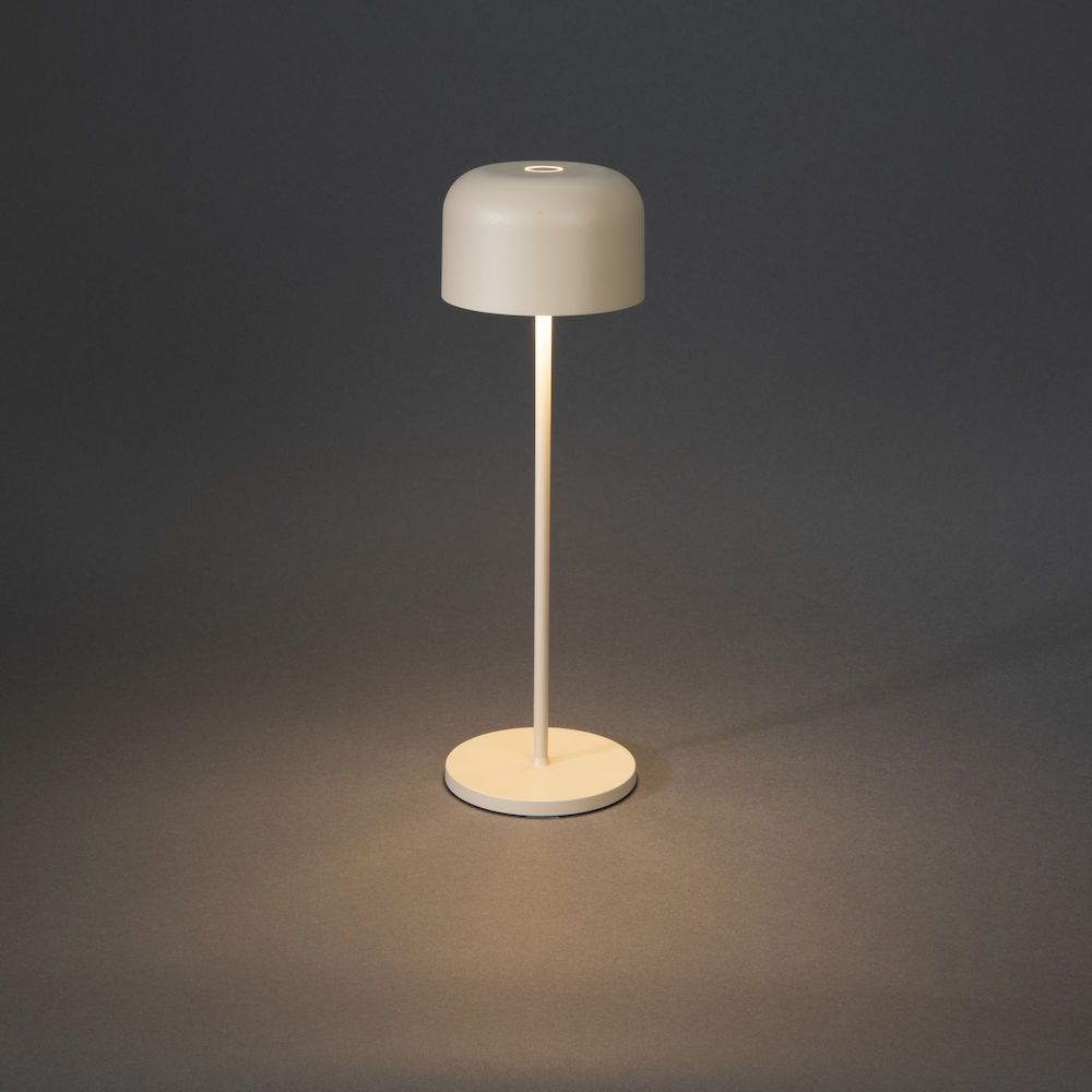 Konstsmide Lille Lampada da Tavolo Ricaricabile LED Dimmerabile per Interni ed Esterni, Colore Sabbia, 11x11x36 cm