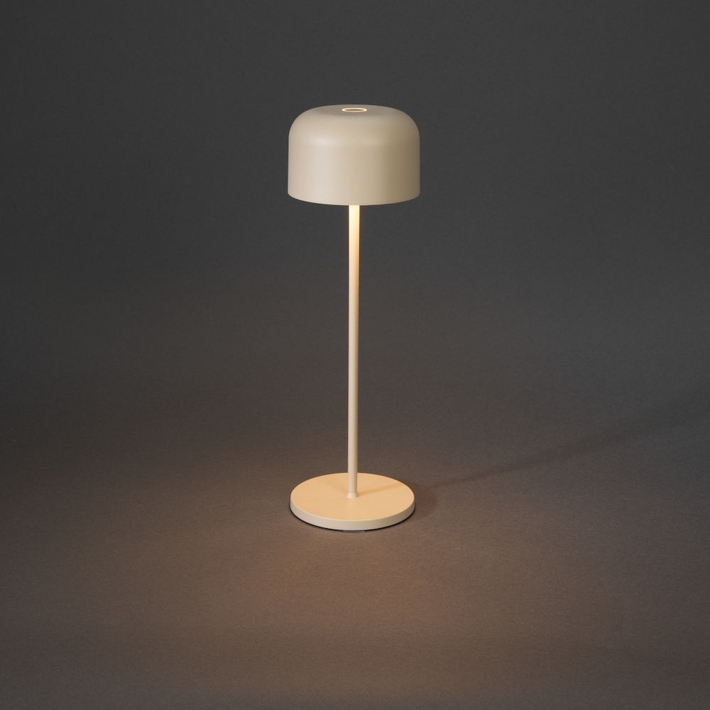 Konstsmide Lille Lampada da Tavolo Ricaricabile LED Dimmerabile per Interni ed Esterni, Colore Sabbia, 11x11x36 cm