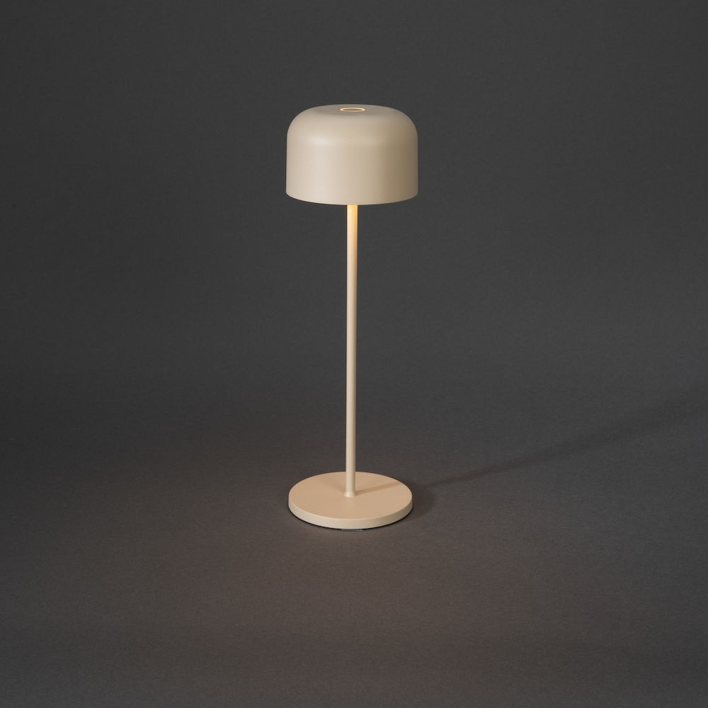Konstsmide Lille Lampada da Tavolo Ricaricabile LED Dimmerabile per Interni ed Esterni, Colore Sabbia, 11x11x36 cm