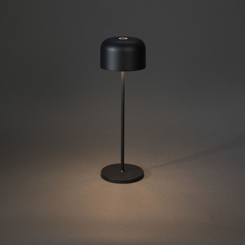 Konstsmide Lampada da tavolo a LED Lille, nera, ricaricabile, dimmerabile, per interni ed esterni, 11 x 11 x 36 cm