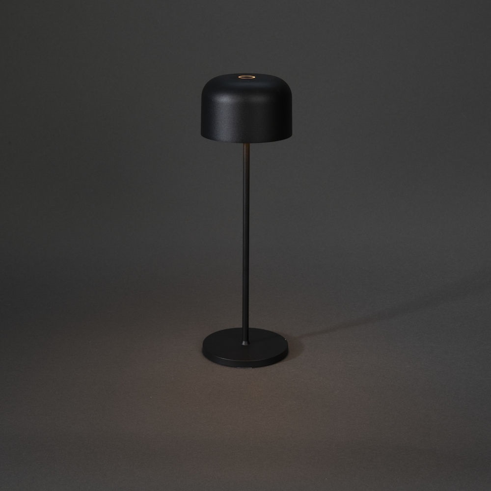 Konstsmide Lampada da tavolo a LED Lille, nera, ricaricabile, dimmerabile, per interni ed esterni, 11 x 11 x 36 cm