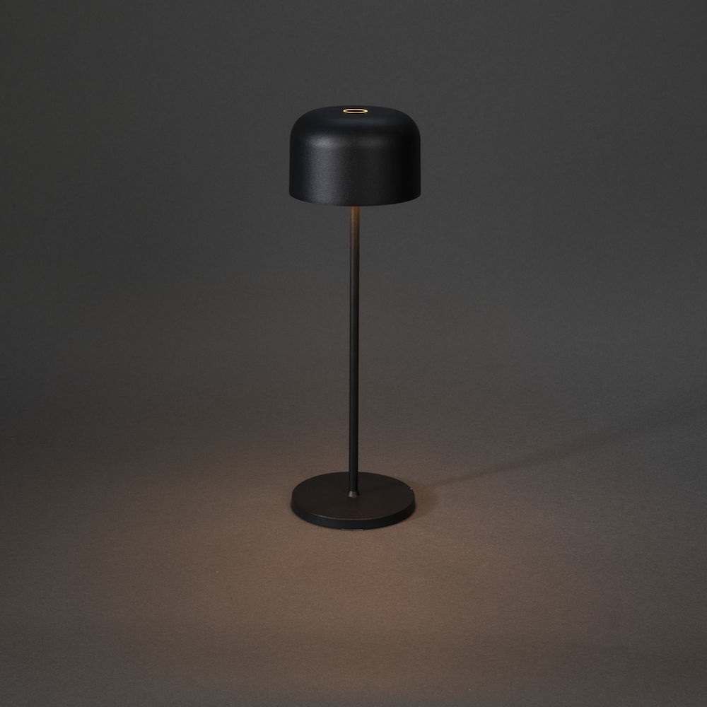 Konstsmide Lampada da tavolo a LED Lille, nera, ricaricabile, dimmerabile, per interni ed esterni, 11 x 11 x 36 cm