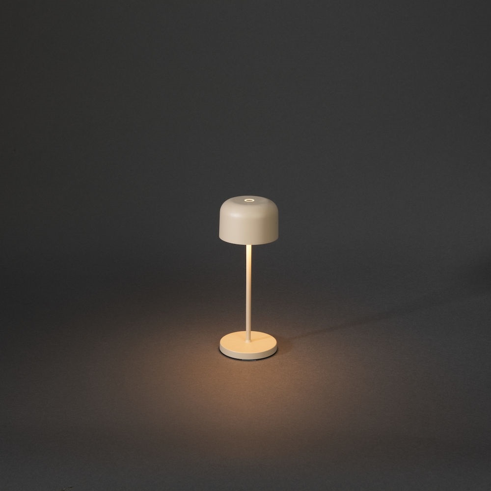 Konstsmide Lampada da Tavolo a LED Lille Mini Ricaricabile, Color Sabbia, Dimmerabile, per Interni ed Esterni, 7,5 x 7,5 x 20 cm
