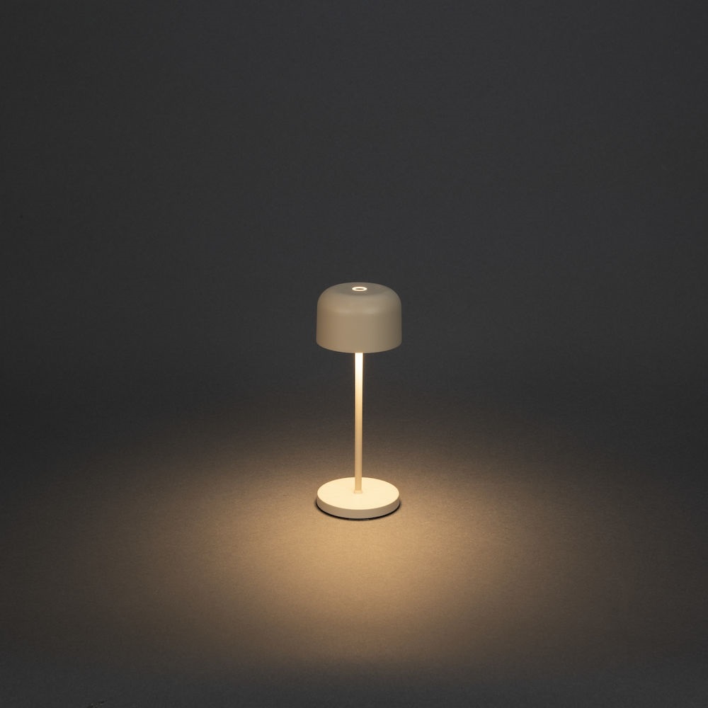 Konstsmide Lampada da Tavolo a LED Lille Mini Ricaricabile, Color Sabbia, Dimmerabile, per Interni ed Esterni, 7,5 x 7,5 x 20 cm