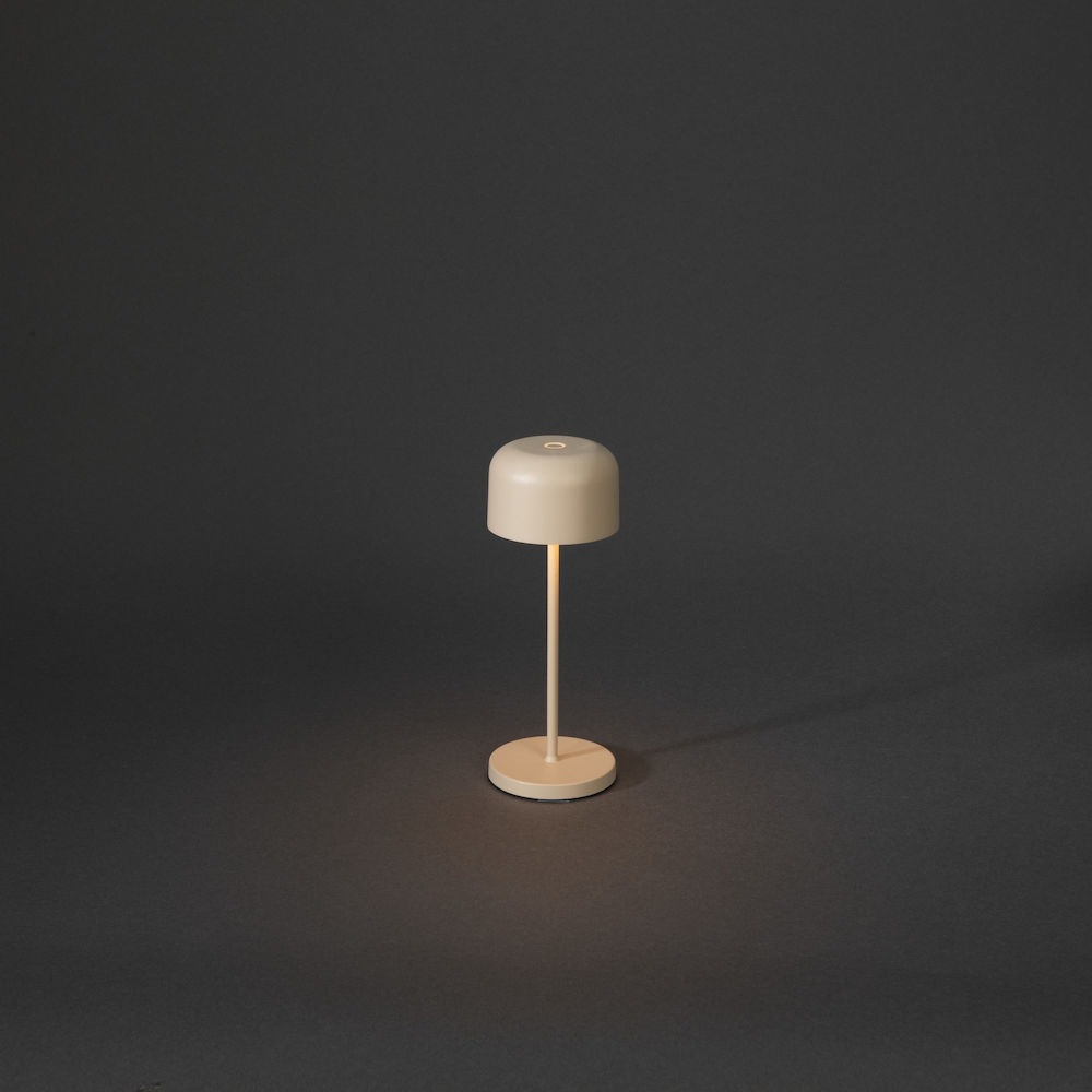Konstsmide Lampada da Tavolo a LED Lille Mini Ricaricabile, Color Sabbia, Dimmerabile, per Interni ed Esterni, 7,5 x 7,5 x 20 cm