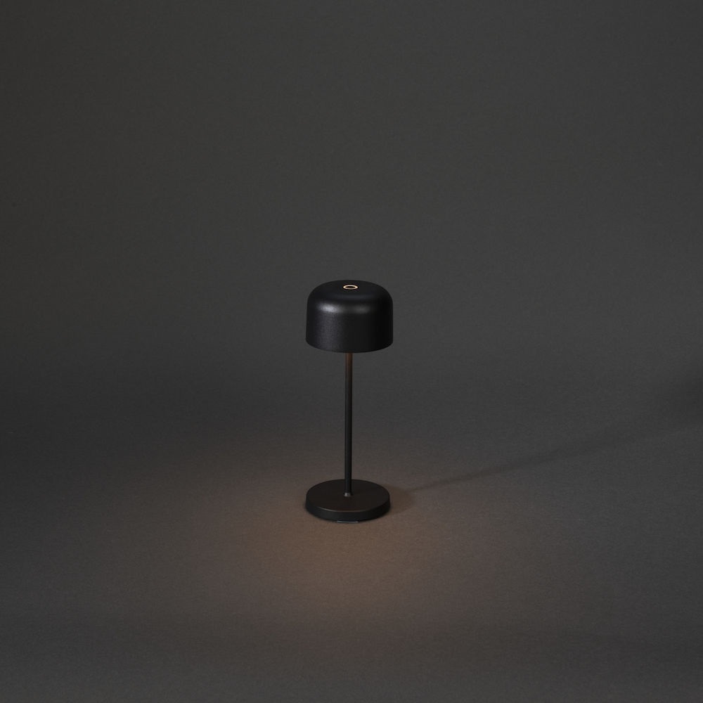 Konstsmide Lille Mini Lampada da Tavolo Ricaricabile LED Nera per Interni ed Esterni, Dimmerabile e Senza Fili