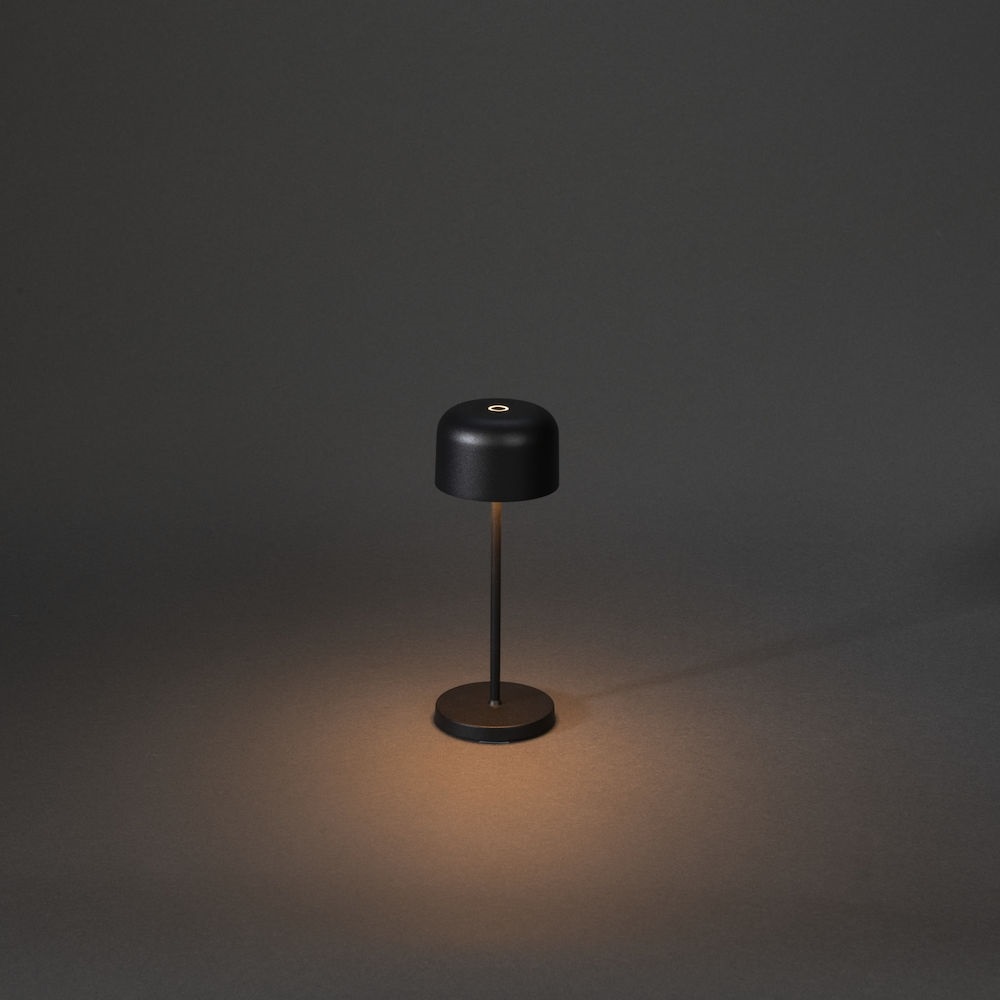 Konstsmide Lille Mini Lampada da Tavolo Ricaricabile LED Nera per Interni ed Esterni, Dimmerabile e Senza Fili