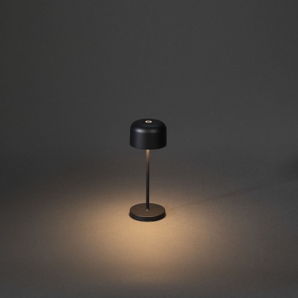 Konstsmide Lille Mini Lampada da Tavolo Ricaricabile LED Nera per Interni ed Esterni, Dimmerabile e Senza Fili