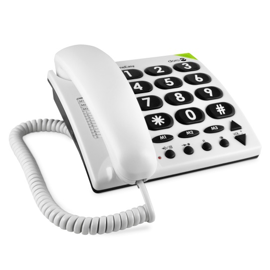 Doro PhoneEasy 311c Telefono Fisso Bianco per Anziani con Tasti Grandi, Suoneria Forte e Compatibilità con Apparecchi Acustici