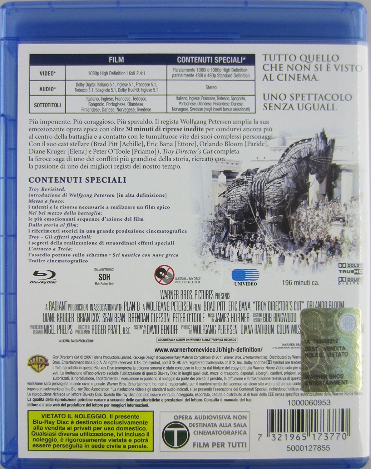 Warner Home Video Troy: Director's Cut (Blu-Ray) - Film di Wolfgang Petersen con Brad Pitt, Eric Bana e Orlando Bloom