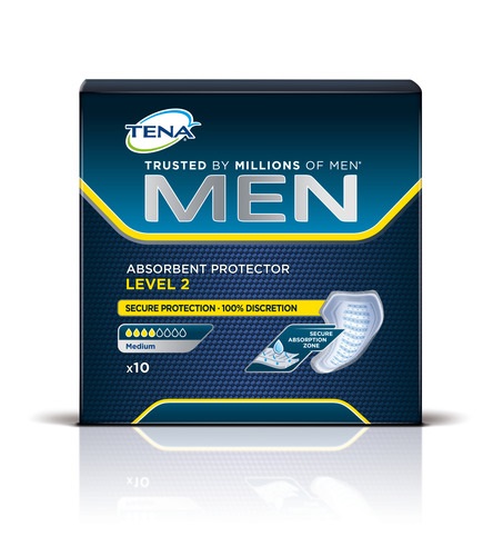 TENA Men Active Fit Livello 2 - Assorbenti Sagomati per Incontinenza Uomo, 10 Pezzi, Spessore 4 mm, Protezione Discreta