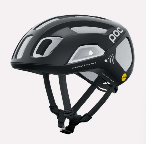 POC Ventral Air MIPS NFC Casco da Bici - Nero e Bianco, Ottimizzato per Ciclismo su Strada con ID Medico NFC