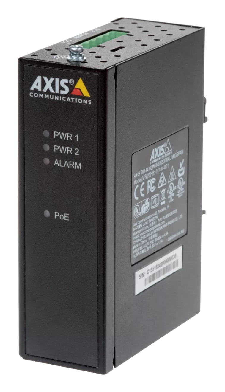 Axis T8144 Midspan PoE 60W - Iniettore Gigabit Ethernet Nero, 10/100/1000 Mbit/s, Sicurezza Certificata