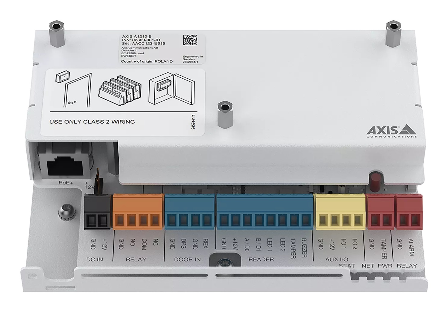 Axis 02369-001 Controllore della Sicurezza con 1 Porta, Certificato UL 2043 e UL 294, Tensione 11.5 - 12.5 V
