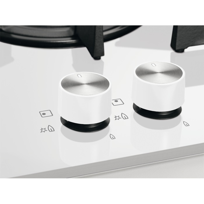 Electrolux PVB642OV - Piano Cottura da Incasso 4 Fuochi Gas Bianco con Vetro Temperato e Griglie in Ghisa