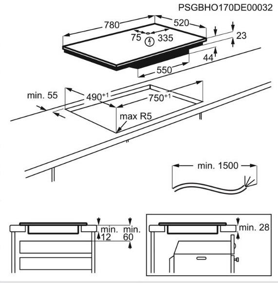 Electrolux EIV83443BW Piano Cottura a Induzione 80 cm Bianco Vetroceramica 4 Zone con Funzione Bridge