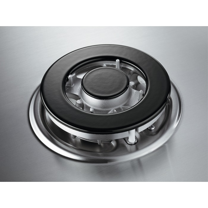 Electrolux EGS6434X Piano Cottura a Gas 4 Fuochi 60 cm Acciaio Inox con Bruciatore Wok e Sicurezza Sicurgas