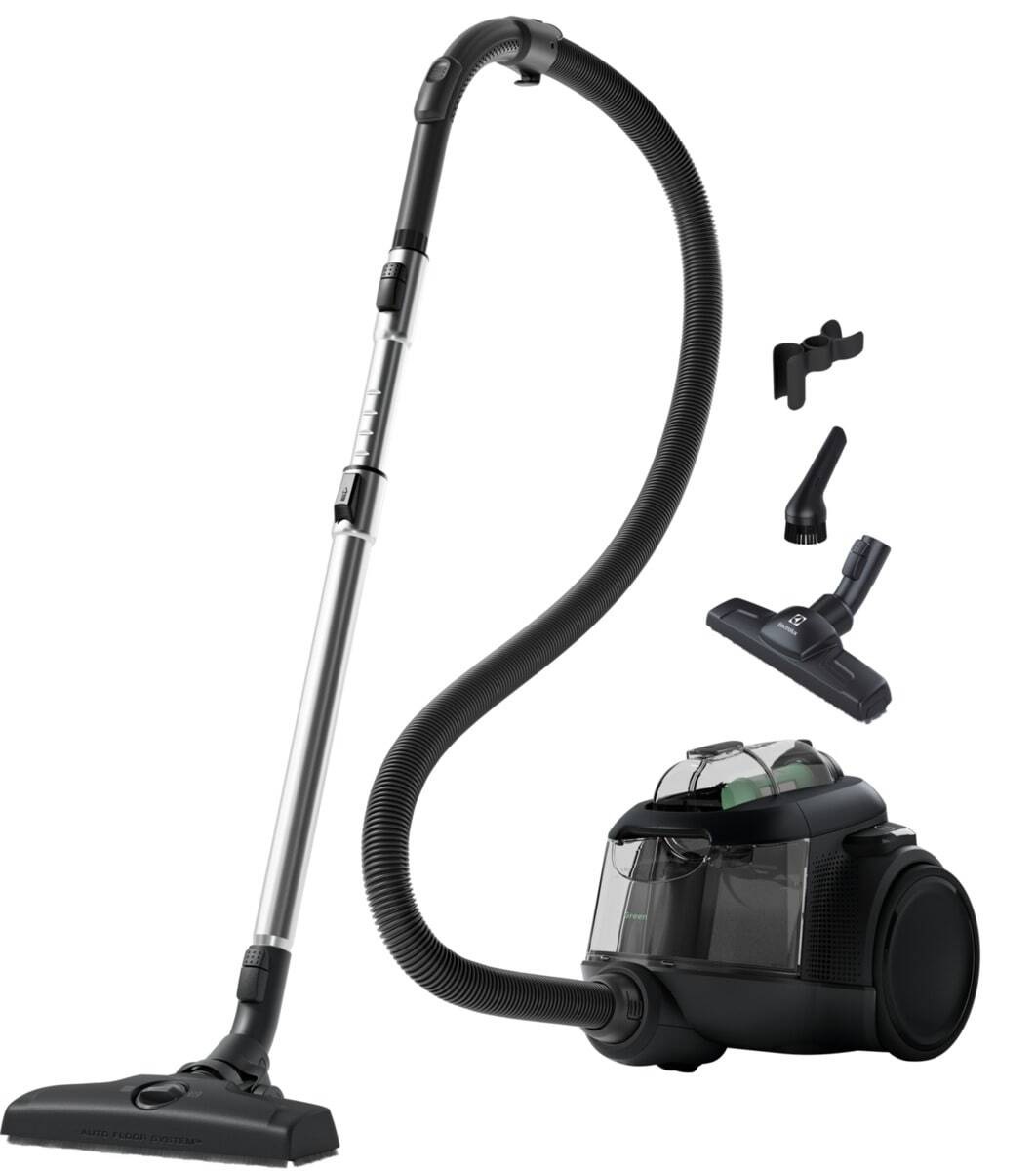 Electrolux EL61C2GRN Aspirapolvere senza sacco Serie 600, 700W, Filtraggio a Sei Fasi, Nero, Realizzato con Materie Plastiche Riciclate