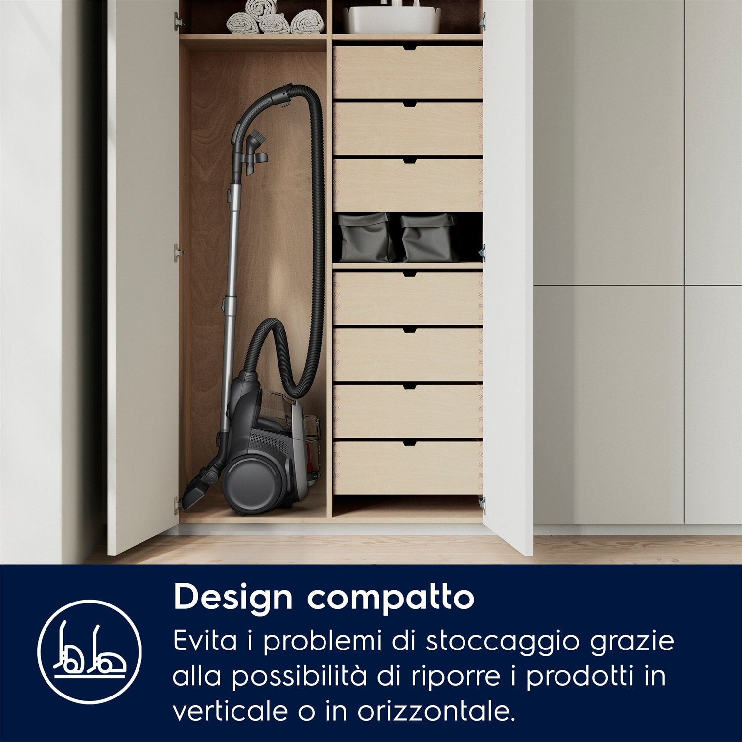 Electrolux EL61A4UG Aspirapolvere senza sacco Serie 600, 700W, Filtraggio a sei fasi, Kit per animali, Grigio