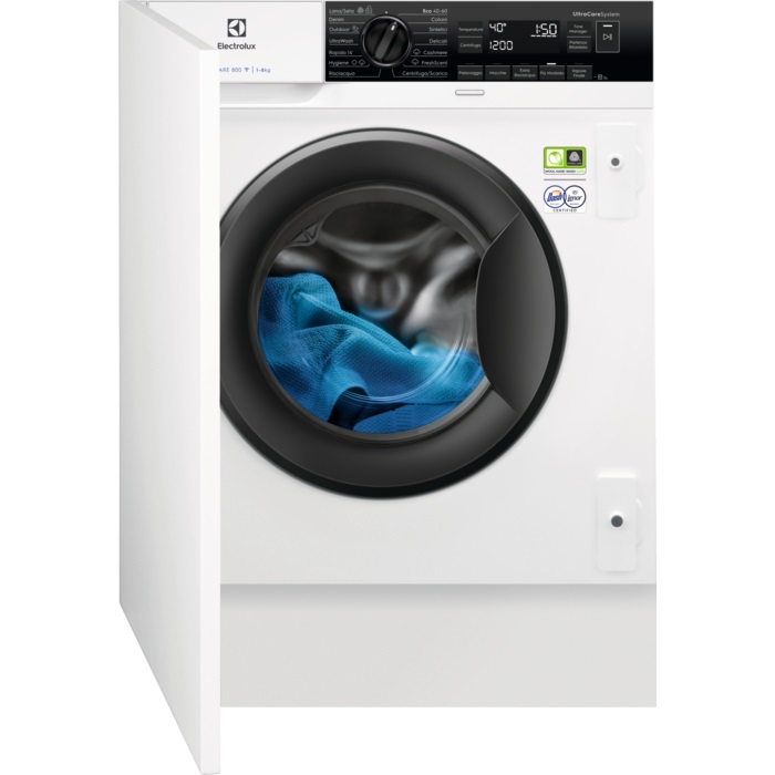 Electrolux EW8F384BI Lavatrice da Incasso 8 kg Caricamento Frontale 1351 Giri/min Classe A Bianco con Tecnologia Inverter e Funzione Vapore