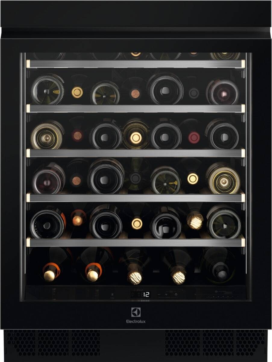 Electrolux Cantina Vino da Incasso EWUS040B8B - 40 Bottiglie, Classe F, 60 cm, Nero Opaco, Altezza 82 cm