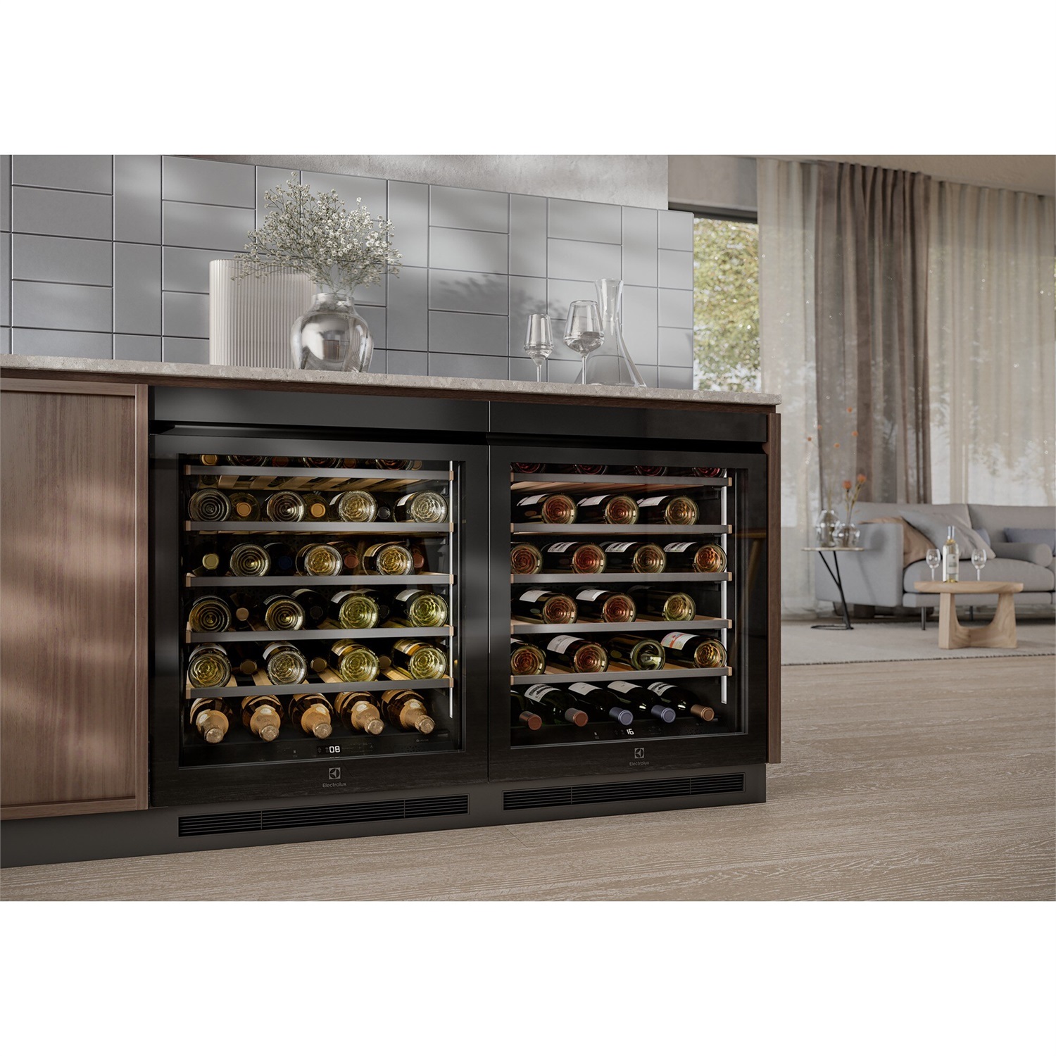 Electrolux Cantina Vino da Incasso EWUS040B8B - 40 Bottiglie, Classe F, 60 cm, Nero Opaco, Altezza 82 cm