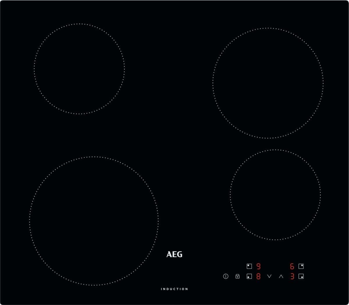 AEG IBK64204CB Piano Cottura a Induzione 60 cm, Vetroceramica Nera, 4 Zone Cottura, Funzione Booster, Da Incasso