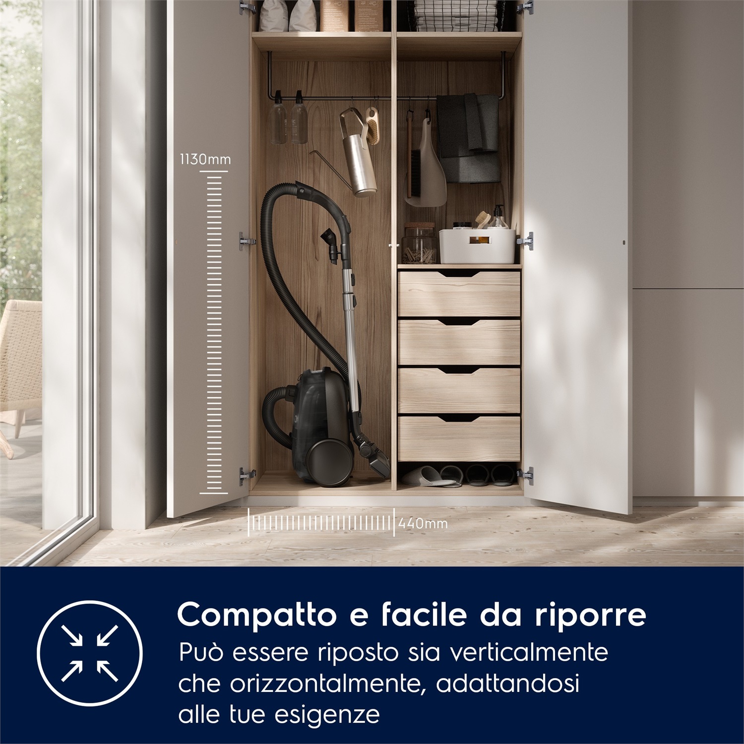 Electrolux EB61A5UG Aspirapolvere a cilindro Secco 850 W con Sacchetto per la polvere 3,5 L e Filtro Igienico