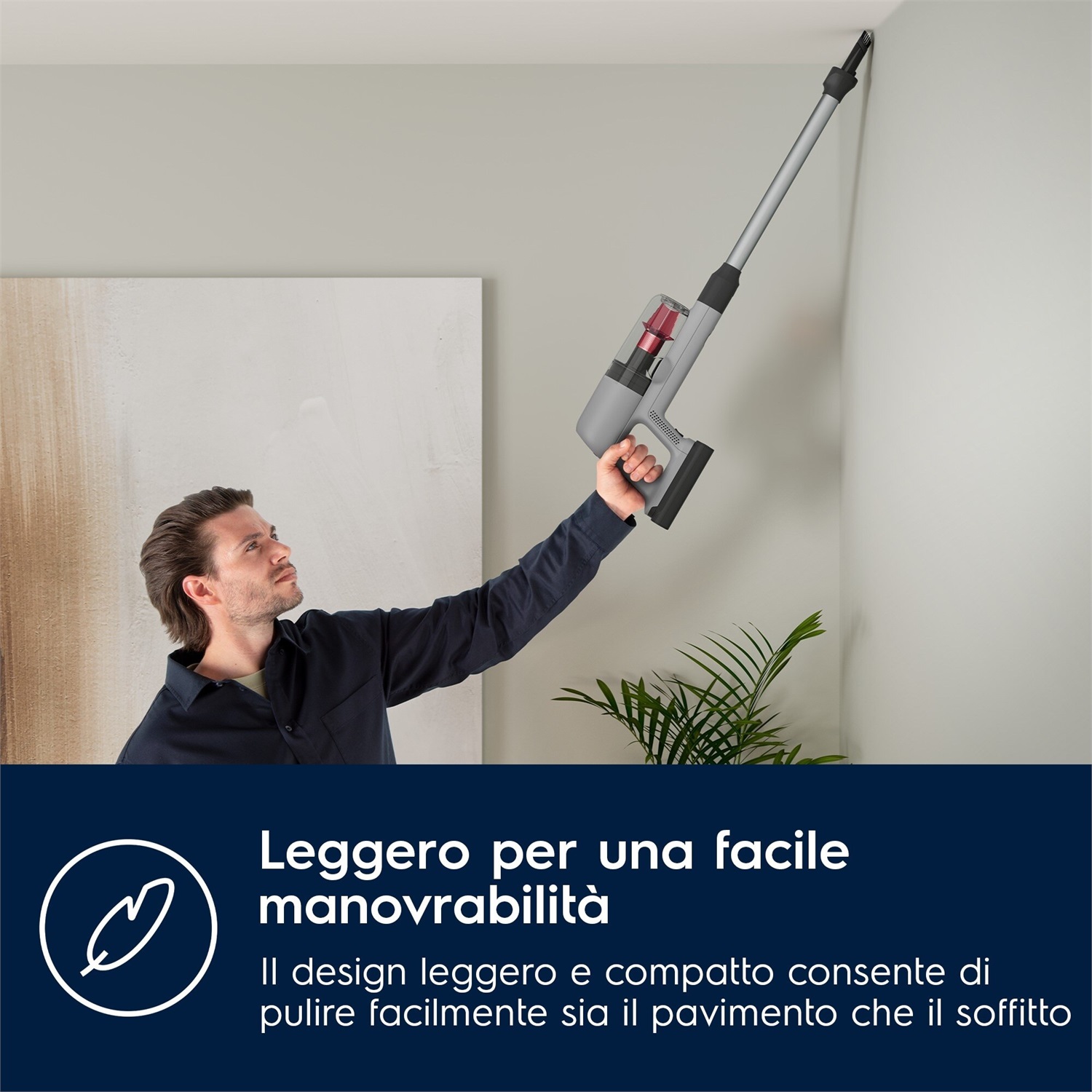 Electrolux EP71AB14UG Aspirapolvere a bastone Senza Filo Grigio chiaro - Autonomia 50 min, Spazzola PetPro , Design Leggero e Ergonomico