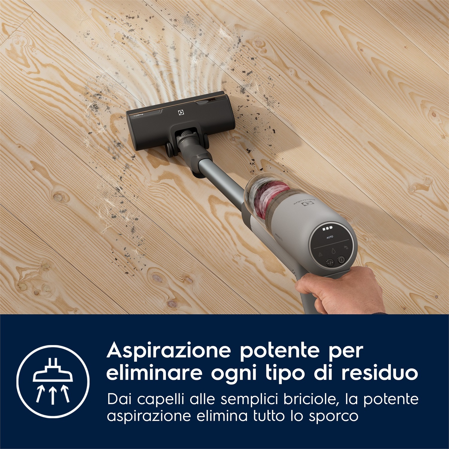 Electrolux EP71AB14UG Aspirapolvere a bastone Senza Filo Grigio chiaro - Autonomia 50 min, Spazzola PetPro , Design Leggero e Ergonomico