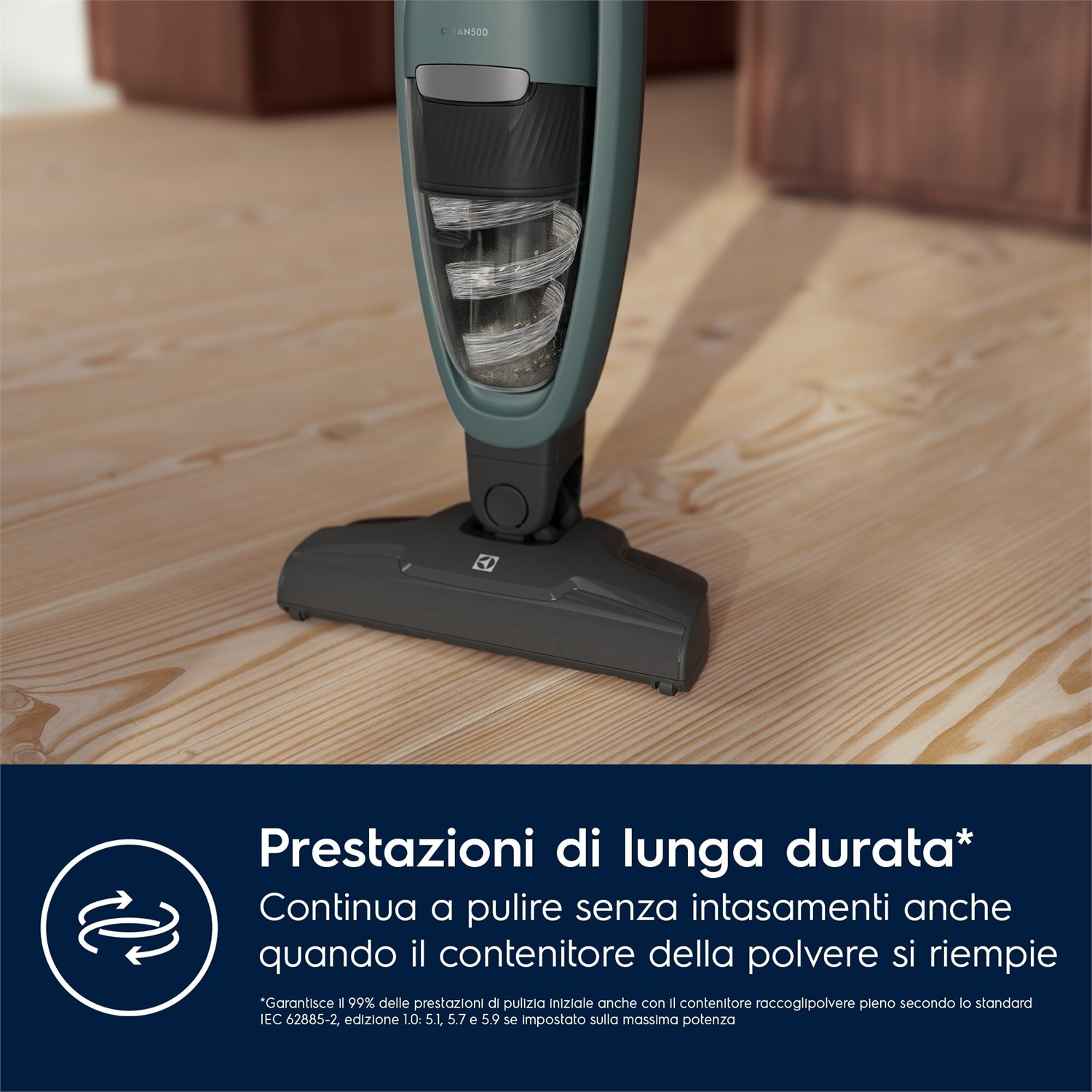Electrolux ES52CB18OG Aspirapolvere Cordless 2 in 1 Verde Oceano, 95 W, 45 Min di Autonomia, Senza Sacco