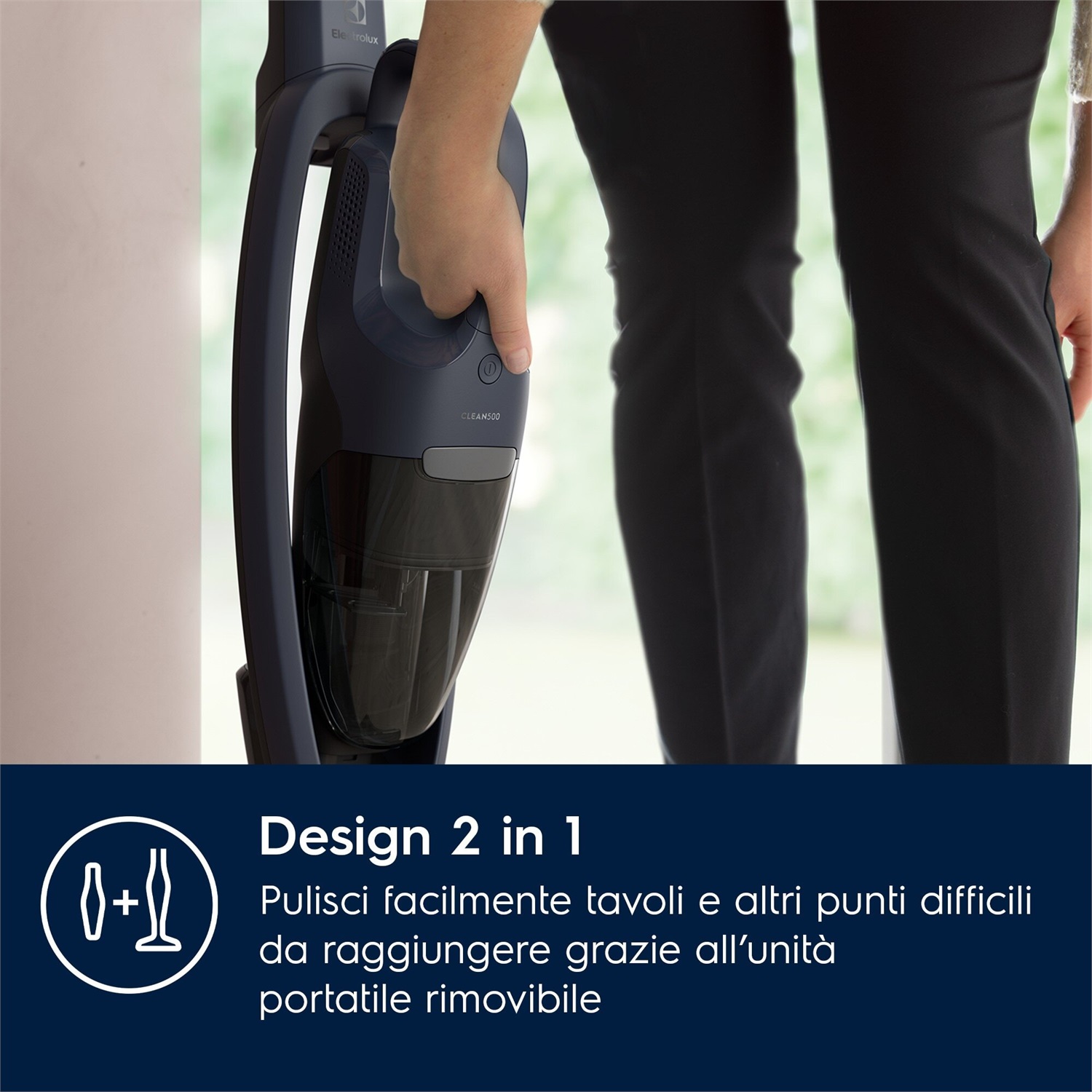 Electrolux ES52CB21DB Aspirapolvere a bastone Senza filo Blu 29 W con Brosse motorisée LED e Supporto magnetico - Design ergonomico e unità 2-in-1