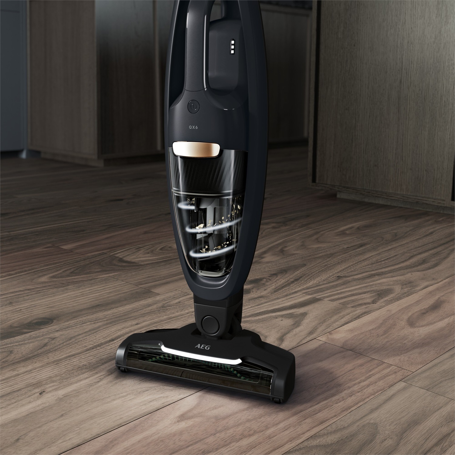 AEG QX6-1-45AN Aspirapolvere Senza Cavo 18V con Autonomia di 45 min, 2 Velocità, Tecnologia Ciclonica e Spazzola con Luci LED