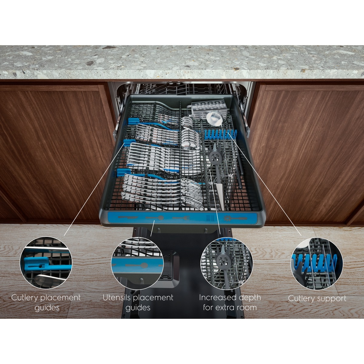 Electrolux LSV48400L Lavastoviglie da Incasso a Scomparsa Totale 60 cm - 14 Coperti, Classe C, SatelliteClean®, Terzo Cesto