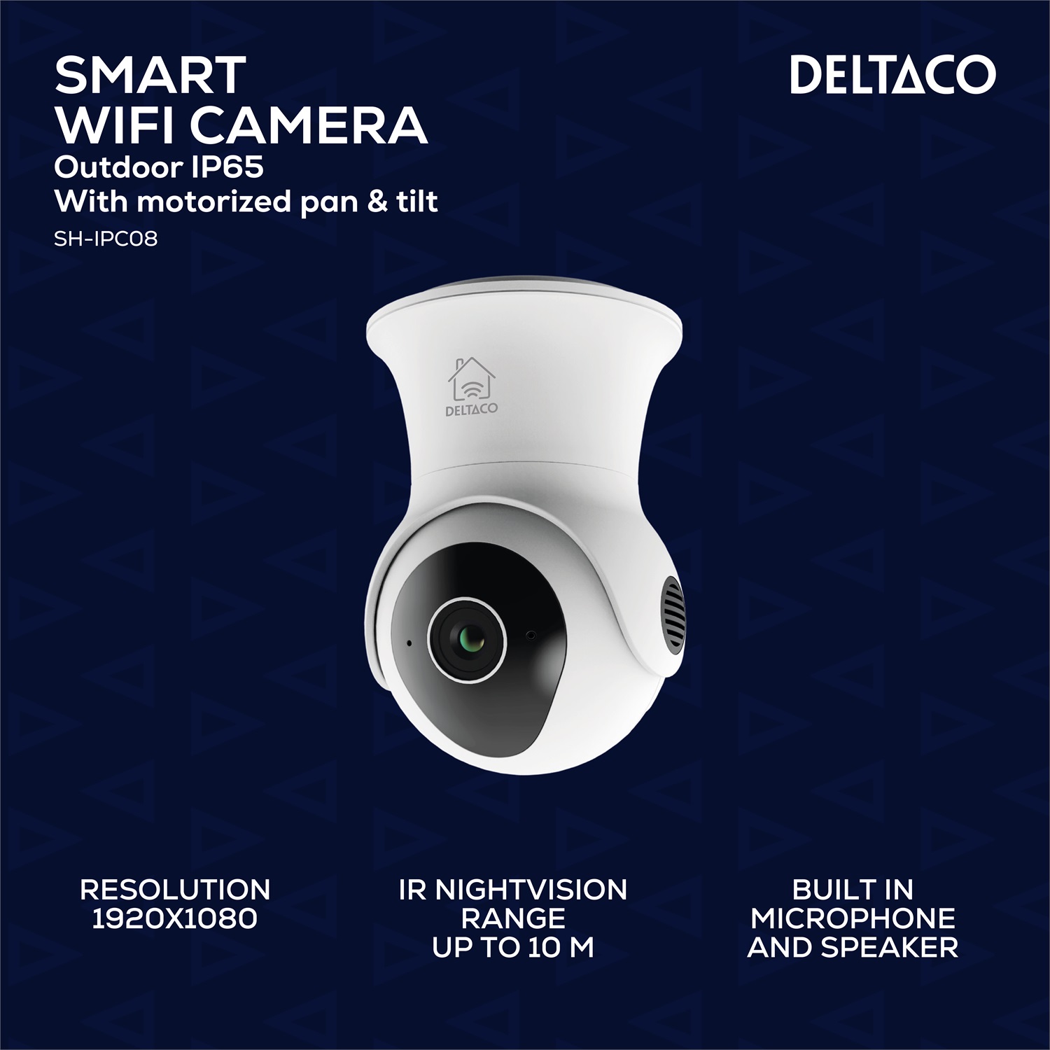 Deltaco SH-IPC08 Telecamera di Sicurezza IP Cupola 1920 x 1080 Pixel Interno ed Esterno Wireless con Rilevamento Movimento e Visione Notturna