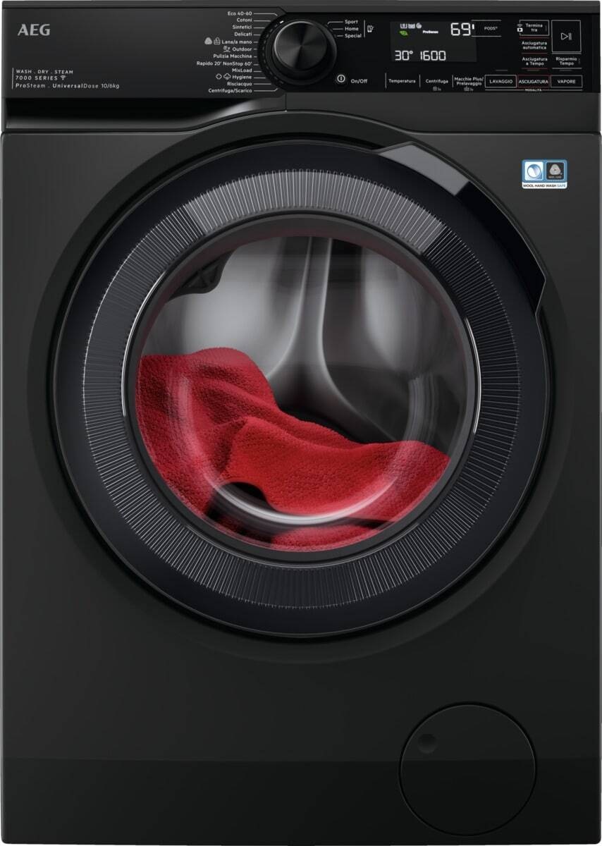 AEG LWR7BLACK Lavasciuga 10 kg Lavaggio / 6 kg Asciugatura 1600 giri/min Classe D ProSteam