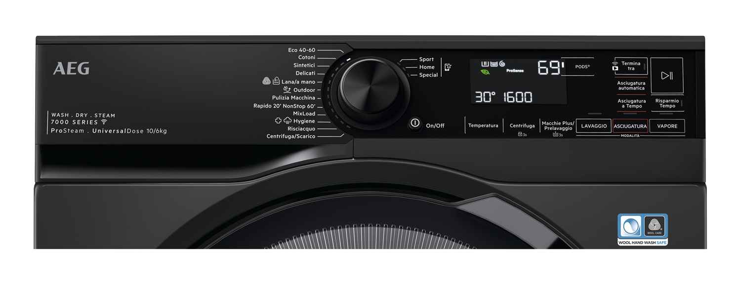 AEG LWR7BLACK Lavasciuga 10 kg Lavaggio / 6 kg Asciugatura 1600 giri/min Classe D ProSteam