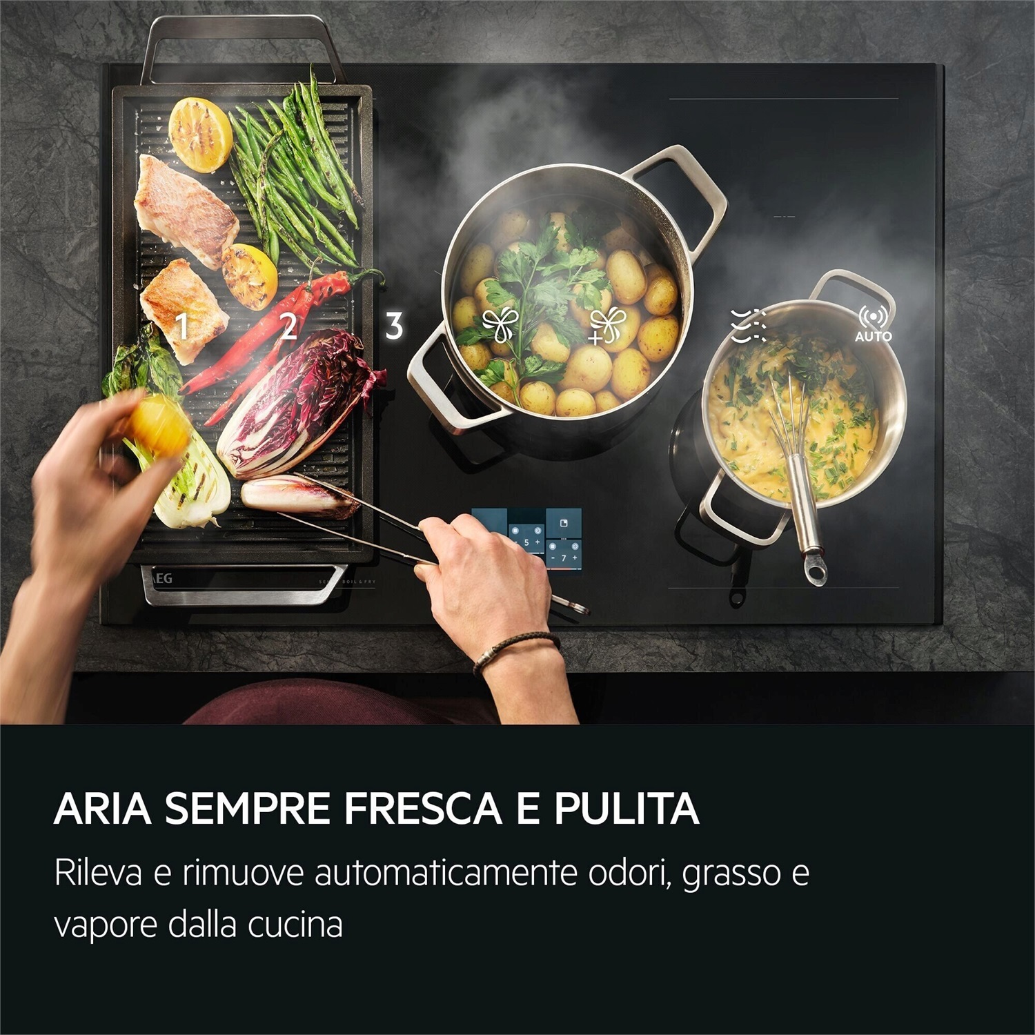 AEG NDG969AB Cappa da Incasso 90 cm A 710 m³/h Autosense Nero