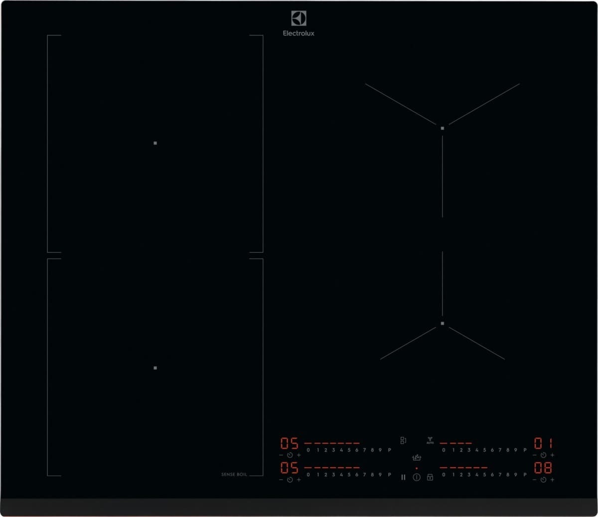Electrolux EIS62453 Serie 700 Piano Cottura a Induzione 60 cm Nero 4 Fuochi Vetroceramica con Funzione SenseBoil