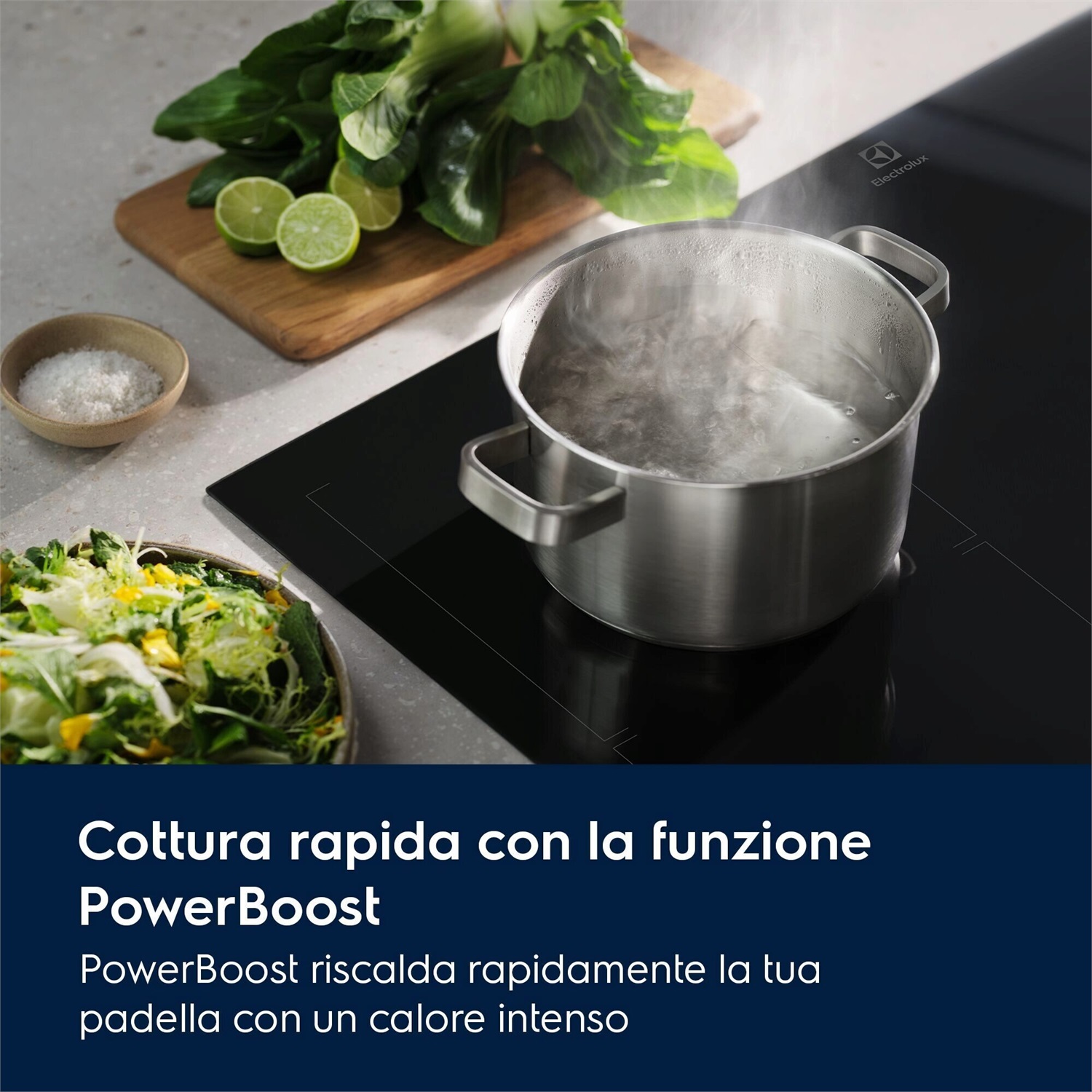 Electrolux EIV85456 Piano Cottura a Induzione 80 cm 4 Zone FlexiBridge Vetroceramica Nero Da Incasso