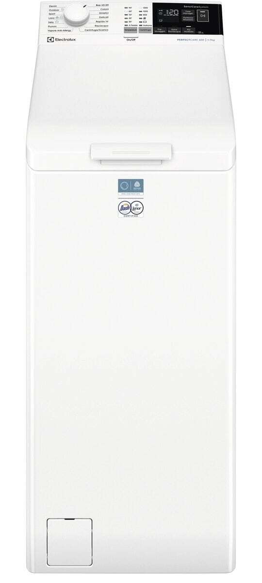 Electrolux EW6T437A Lavatrice a Carica Dall'alto Serie 600 - 7 kg, Classe A, Centrifuga 1300 giri/min, Tecnologia SensiCare, Display LCD Touch