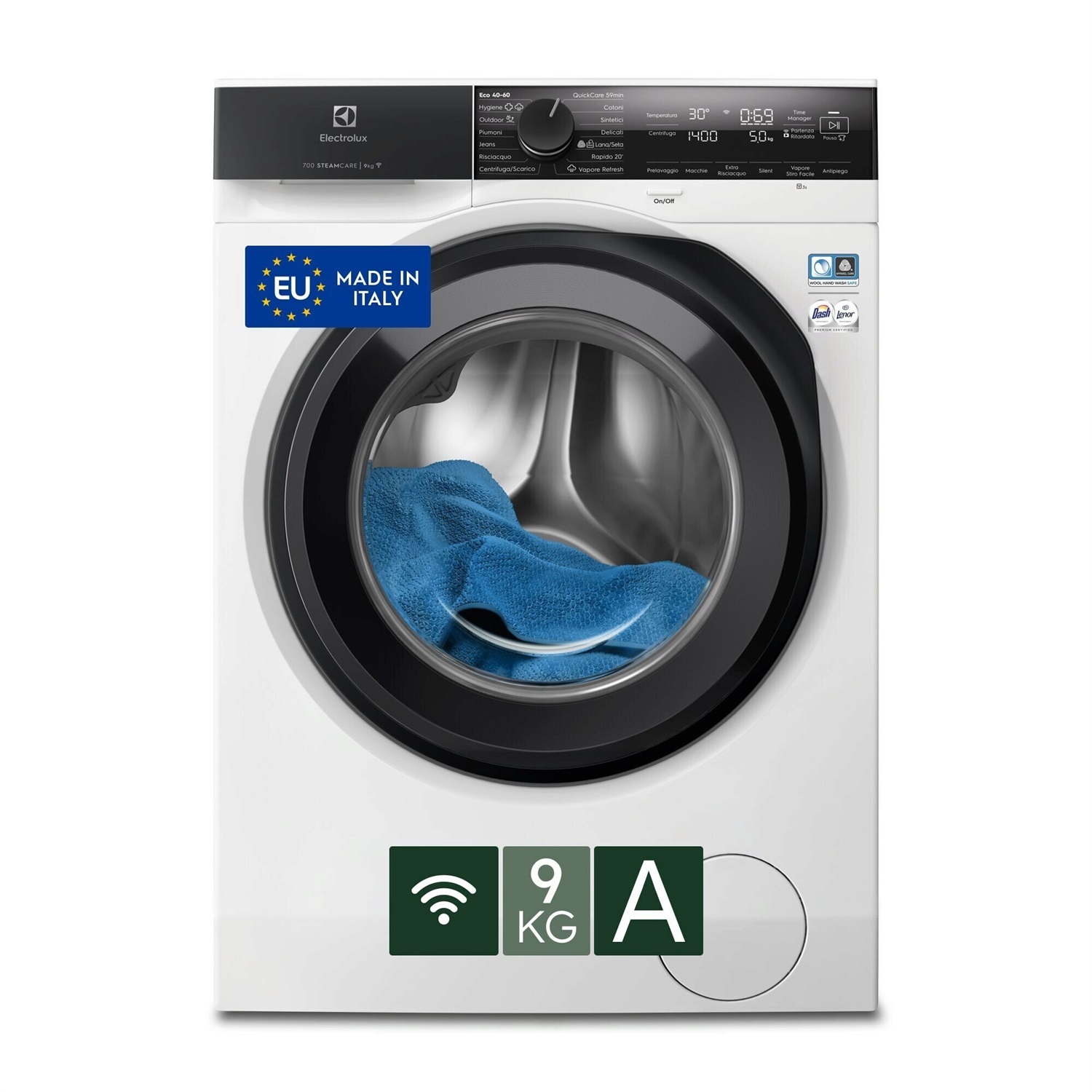 Electrolux EW7F49GY Lavatrice serie 700 SteamCare 9 kg - Caricamento frontale, 1400 giri/min, Classe A, 14 programmi
