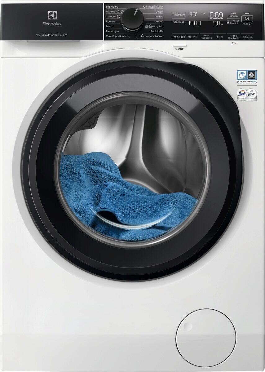 Electrolux EW7F49GY Lavatrice serie 700 SteamCare 9 kg - Caricamento frontale, 1400 giri/min, Classe A, 14 programmi